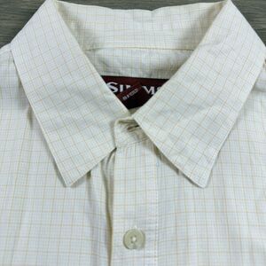 Simms Shirt Men XXL Fishing Outdoor Quick Dry Orange Checks Lightweight Cotton